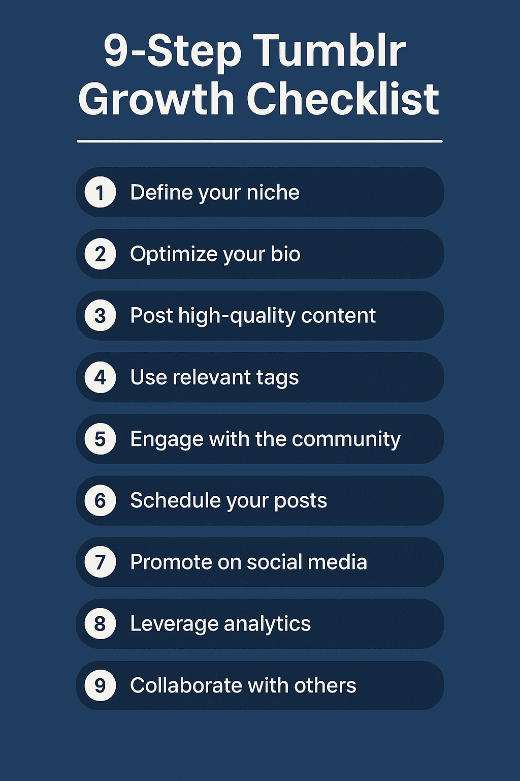 Infographics - 9 Step tumblr Growth Checklist