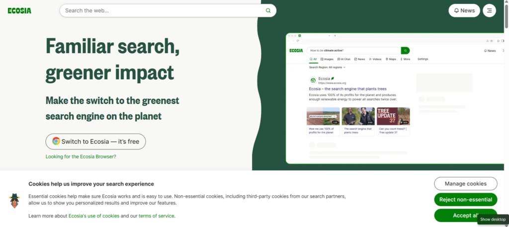 Ecosia – The Eco-Friendly Search Engine That Plants Trees....