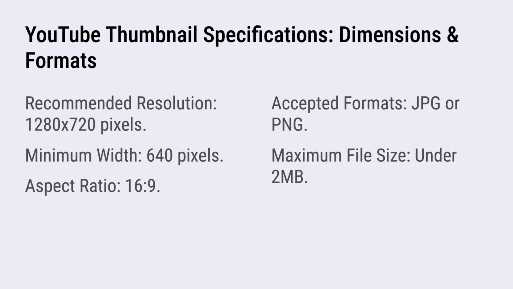YouTube Thumbnail Specifications