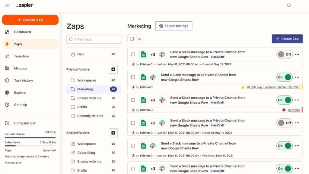 Zapier Free — Best for Workflow & Marketing Automation