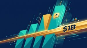 ChatGPT Ads revenue crossing the $1 billion run rate milestone, growth chart illustration