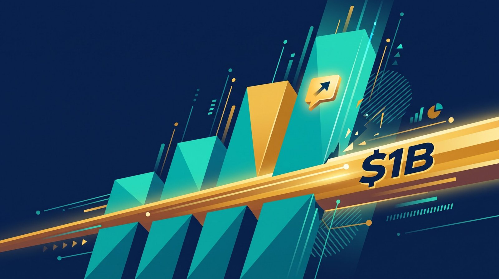 ChatGPT Ads revenue crossing the $1 billion run rate milestone, growth chart illustration